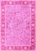 Machine Washable Persian Pink Traditional Rug, wshtr3153pnk