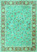 Machine Washable Persian Turquoise Traditional Area Rugs, wshtr3153turq