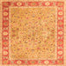 Round Machine Washable Persian Orange Traditional Area Rugs, wshtr3153org