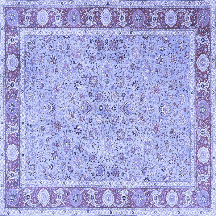 Square Machine Washable Persian Blue Traditional Rug, wshtr3153blu