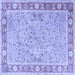 Square Machine Washable Persian Blue Traditional Rug, wshtr3153blu