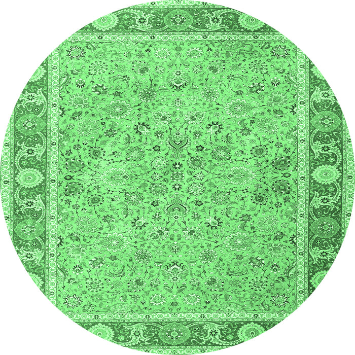 Round Persian Emerald Green Traditional Rug, tr3153emgrn