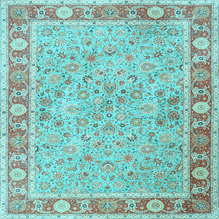 Square Machine Washable Persian Light Blue Traditional Rug, wshtr3153lblu