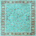 Square Machine Washable Persian Light Blue Traditional Rug, wshtr3153lblu