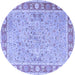 Round Persian Blue Traditional Rug, tr3153blu
