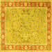 Square Machine Washable Persian Yellow Traditional Rug, wshtr3153yw