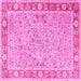 Square Machine Washable Persian Pink Traditional Rug, wshtr3153pnk