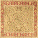 Square Machine Washable Persian Brown Traditional Rug, wshtr3153brn