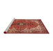 Sideview of Machine Washable Traditional Tangerine Pink Rug, wshtr3154