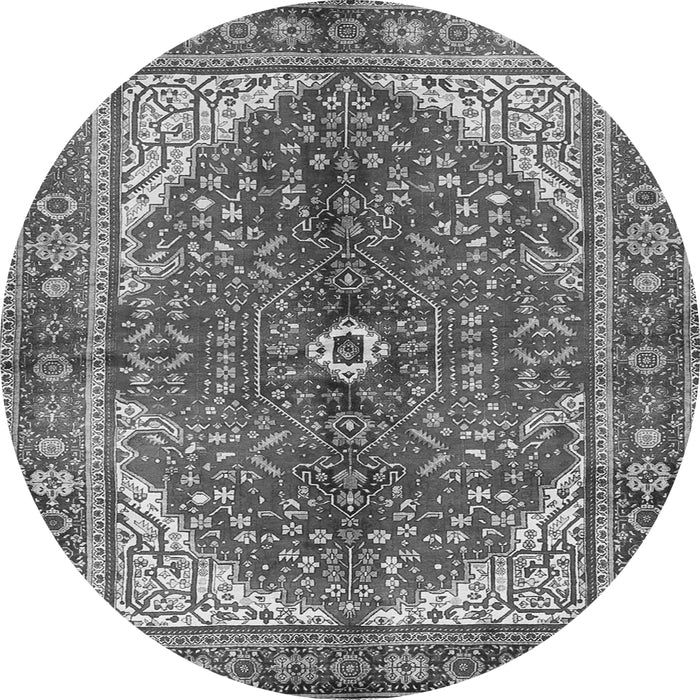 Machine Washable Medallion Gray Traditional Rug, wshtr3154gry