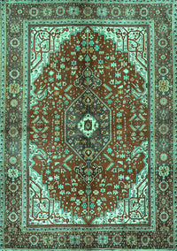 Medallion Turquoise Traditional Rug, tr3154turq