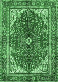 Medallion Emerald Green Traditional Rug, tr3154emgrn