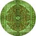 Square Medallion Green Traditional Rug, tr3154grn