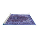 Sideview of Machine Washable Medallion Blue Traditional Rug, wshtr3154blu