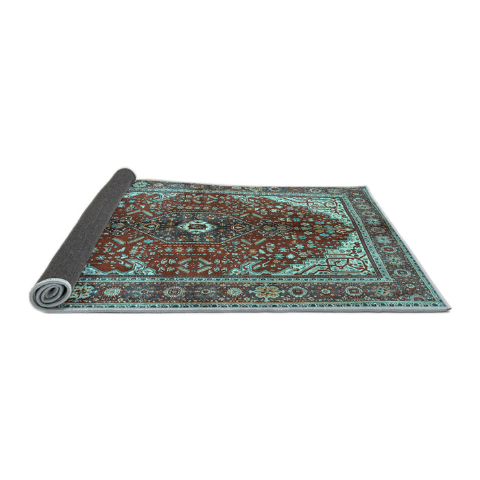 Sideview of Medallion Light Blue Traditional Rug, tr3154lblu