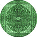 Round Medallion Emerald Green Traditional Rug, tr3154emgrn