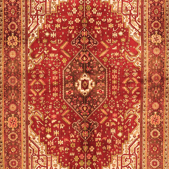 Serging Thickness of Machine Washable Medallion Orange Traditional Area Rugs, wshtr3154org