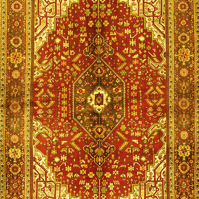 Machine Washable Medallion Yellow Traditional Rug, wshtr3154yw