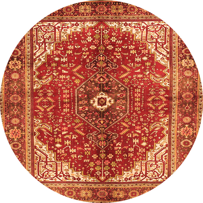 Machine Washable Medallion Orange Traditional Area Rugs, wshtr3154org