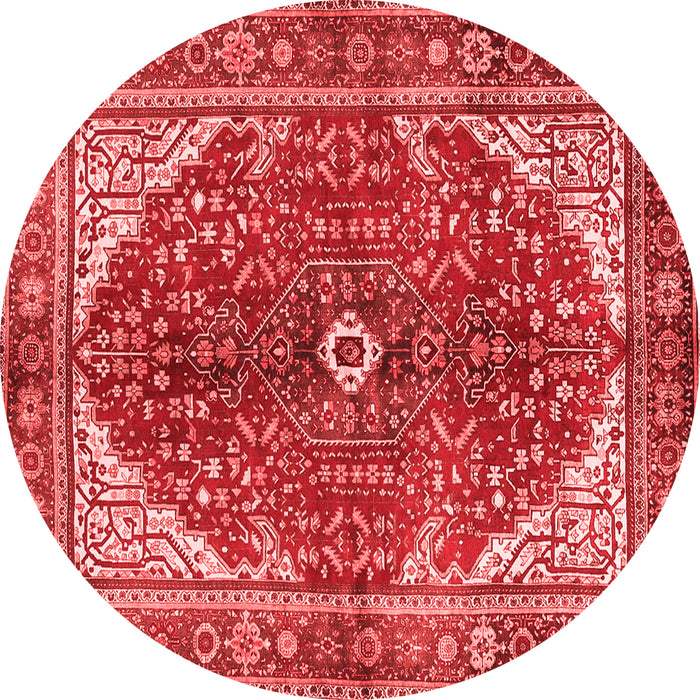 Machine Washable Medallion Red Traditional Rug, wshtr3154red