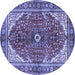 Round Medallion Blue Traditional Rug, tr3154blu