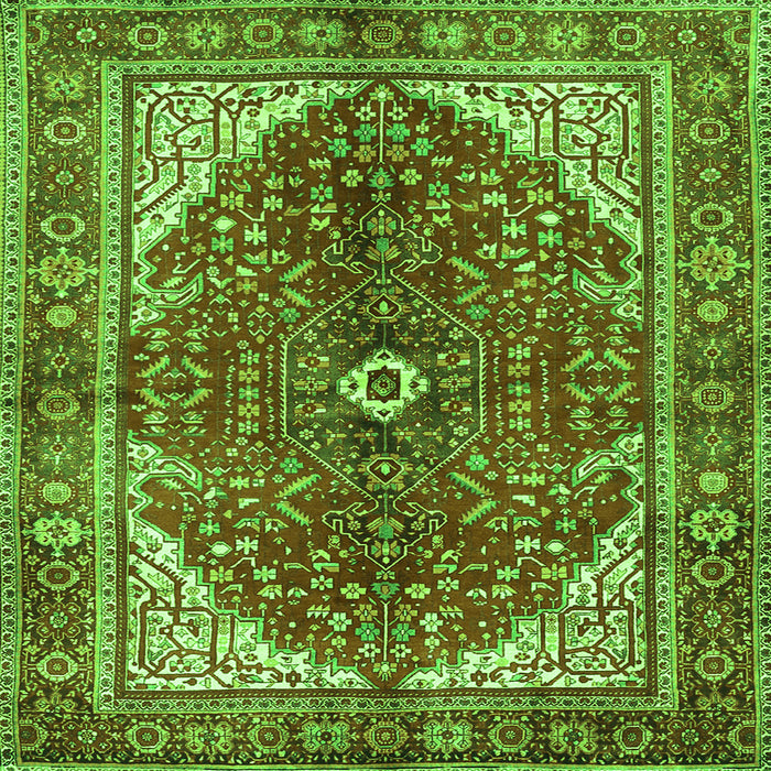 Round Machine Washable Medallion Green Traditional Area Rugs, wshtr3154grn