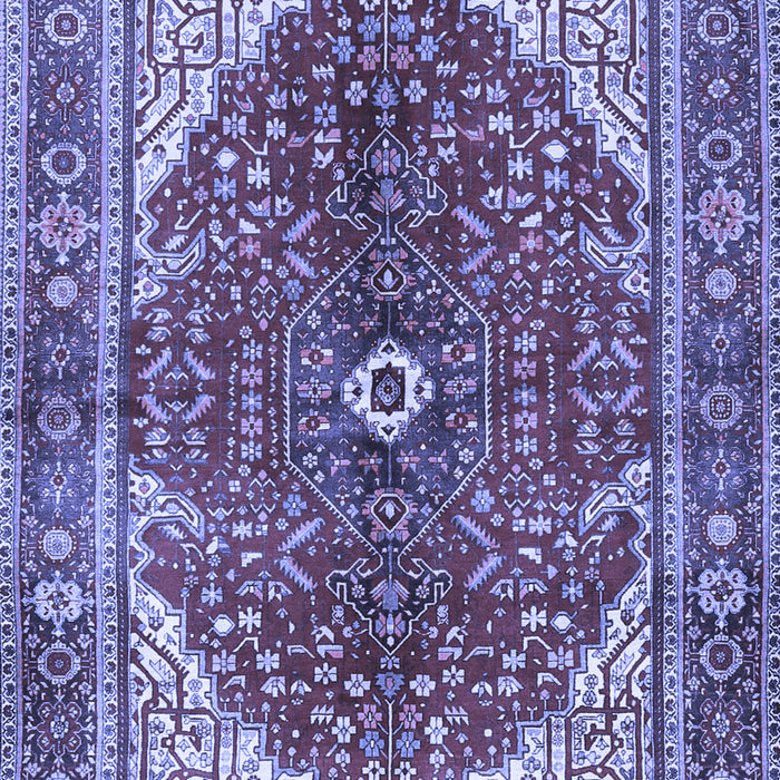 Machine Washable Medallion Blue Traditional Rug, wshtr3154blu