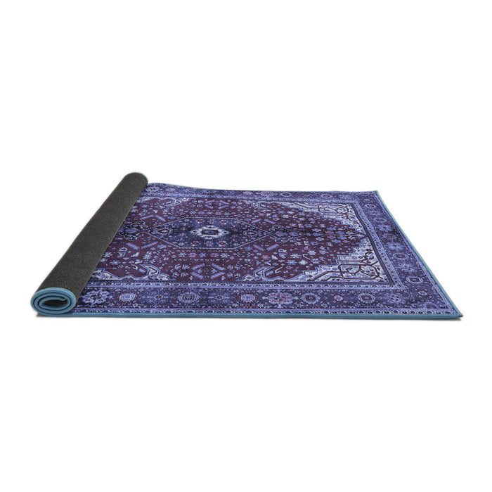 Sideview of Medallion Blue Traditional Rug, tr3154blu