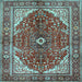 Square Medallion Light Blue Traditional Rug, tr3154lblu