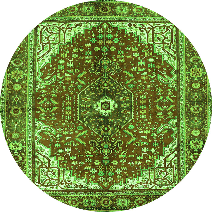 Machine Washable Medallion Green Traditional Area Rugs, wshtr3154grn
