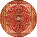 Square Medallion Orange Traditional Rug, tr3154org