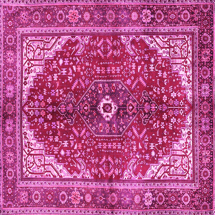 Square Machine Washable Medallion Pink Traditional Rug, wshtr3154pnk