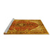 Sideview of Machine Washable Medallion Yellow Traditional Rug, wshtr3154yw