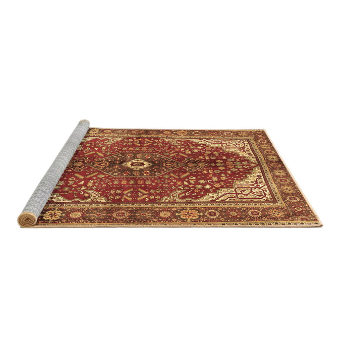 Sideview of Machine Washable Medallion Brown Traditional Rug, wshtr3154brn