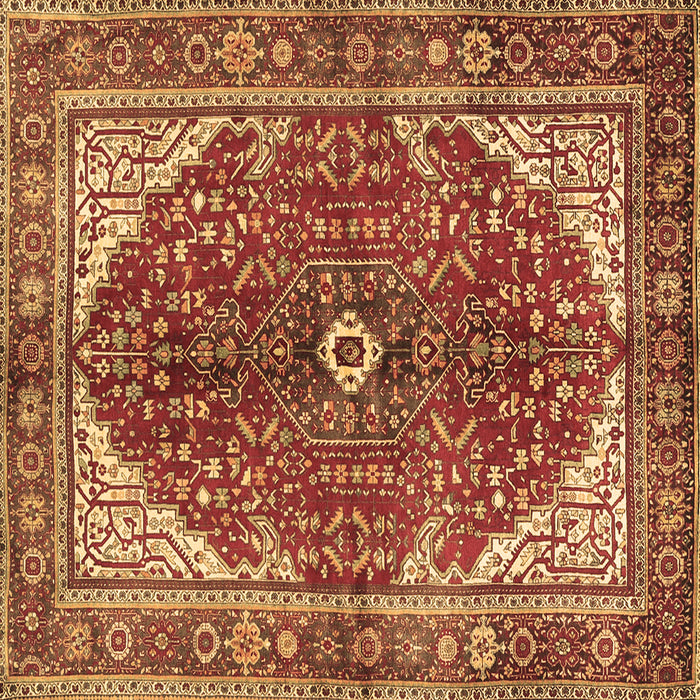 Square Machine Washable Medallion Brown Traditional Rug, wshtr3154brn