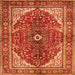 Serging Thickness of Medallion Orange Traditional Rug, tr3154org