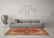 Machine Washable Medallion Brown Traditional Rug in a Living Room,, wshtr3154brn