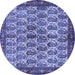 Round Machine Washable Persian Blue Traditional Rug, wshtr3155blu