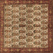 Square Machine Washable Persian Brown Traditional Rug, wshtr3155brn