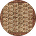 Round Machine Washable Persian Brown Traditional Rug, wshtr3155brn