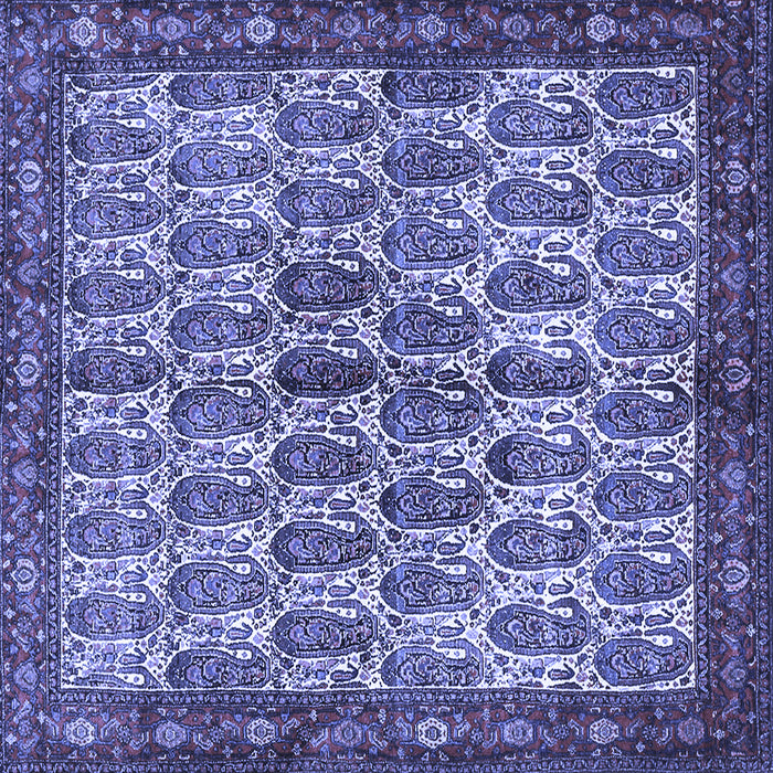Square Machine Washable Persian Blue Traditional Rug, wshtr3155blu