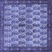 Square Machine Washable Persian Blue Traditional Rug, wshtr3155blu