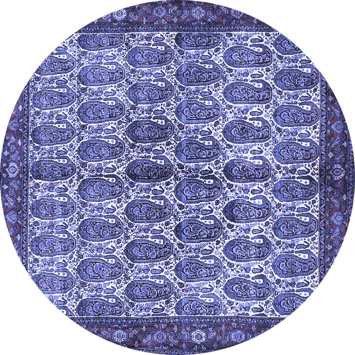 Round Persian Blue Traditional Rug, tr3155blu