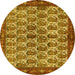 Round Machine Washable Persian Yellow Traditional Rug, wshtr3155yw