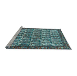 Sideview of Machine Washable Persian Light Blue Traditional Rug, wshtr3155lblu