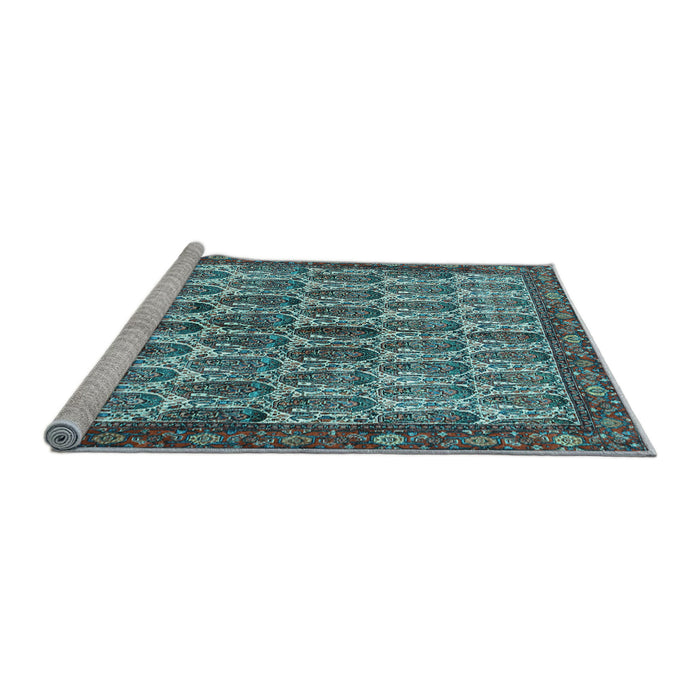 Sideview of Machine Washable Persian Light Blue Traditional Rug, wshtr3155lblu