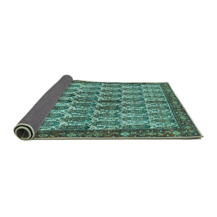 Sideview of Persian Turquoise Traditional Rug, tr3155turq