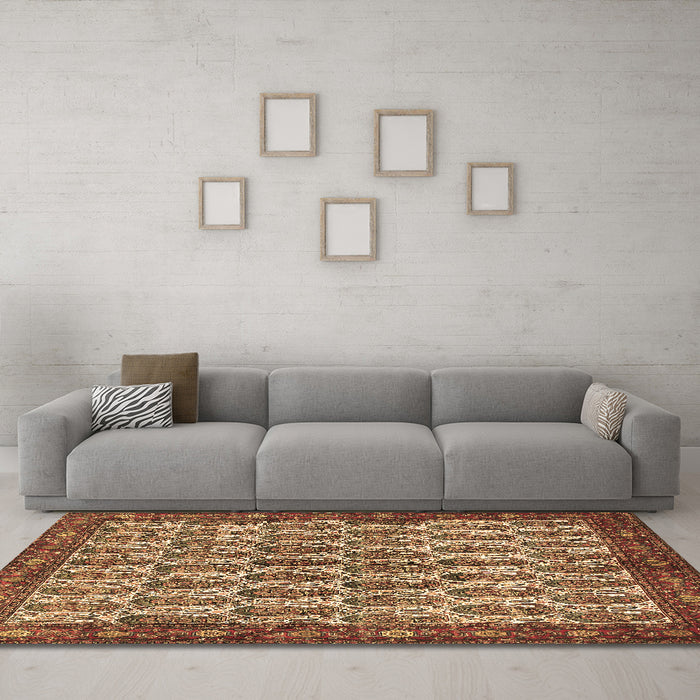 Machine Washable Persian Brown Traditional Rug in a Living Room,, wshtr3155brn