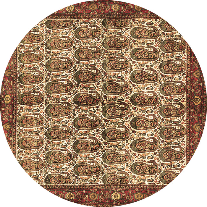 Round Persian Brown Traditional Rug, tr3155brn