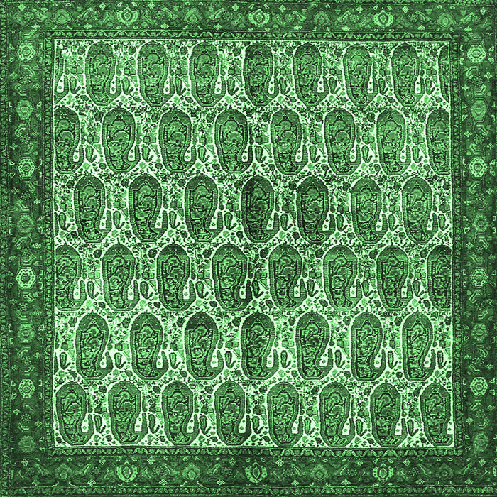 Square Persian Emerald Green Traditional Rug, tr3155emgrn